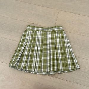 plaid green mini skirt